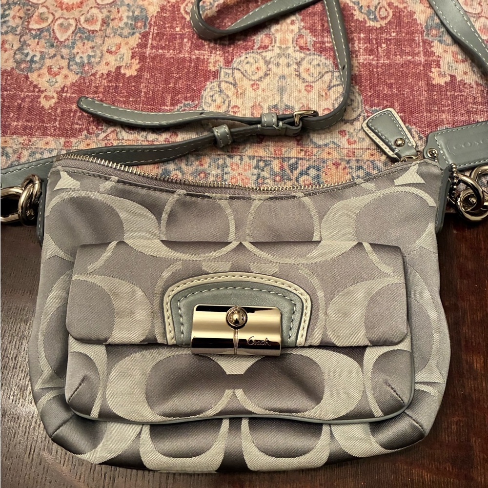 EUC Coach Gray/Silver Monogram Crossbody Bag